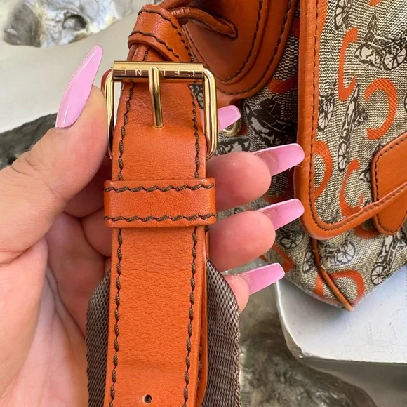 Celine Orange and Gray Satchel with Structured Design - Picture 7 of 7